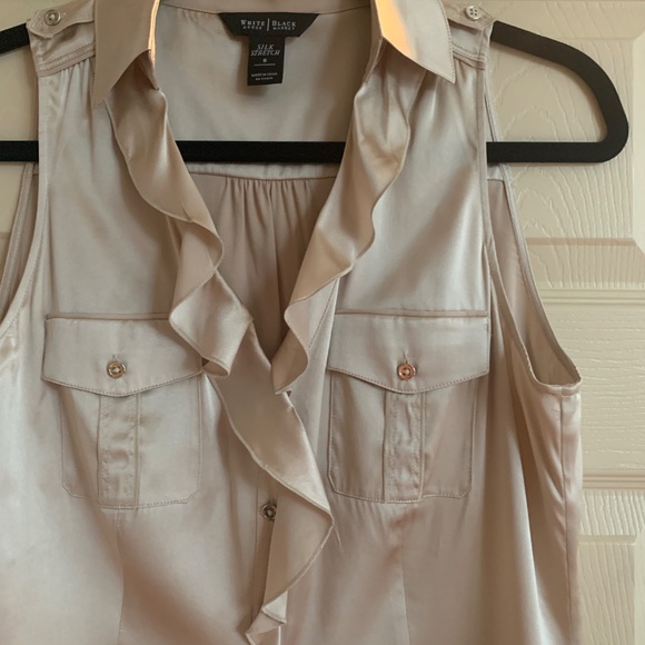 White House Black Market Tan Sleeveless Blouse sz 8 - Picture 2 of 8